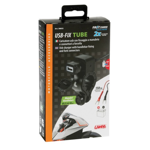 ΦΟΡΤΙΣΤΗΣ USB LAMPA ΜΕ ΒΑΣΗ ΣΤΗΡΙΞΗΣ ΤΙΜΟΝΙΟΥ 12/24V 2.4A 21>32MM ΑΔΙΑΒΡΟΧΟΣ